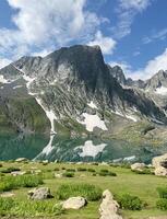 The reflection of the mountain and lake. photo