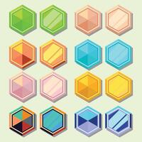 Game gem stone icon set,crystal jewel treasure illustration kit, gold star award medal. Rating trophy UI badge, royal achievement reward design, level up magic objects. Game gem ruby asset vector