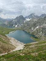 The Lake from the view of the peak of Himalayas Mountain photo