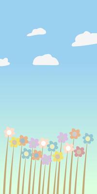 a cartoon illustration of a field of flowers background wallpaper