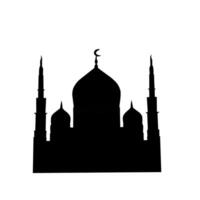 silhouette of mosque with crescent moon on top vector