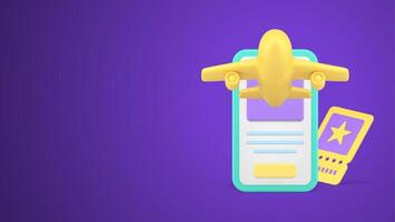 Airplane departure arrival pass tickets check in smartphone application realistic 3d icon vector