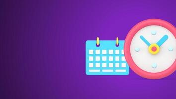Time management business efficiency planning calendar watch countdown realistic 3d icon vector
