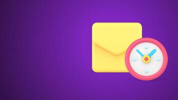 Express mail delivery electronic mail yellow letter envelope watch clock countdown 3d icon vector