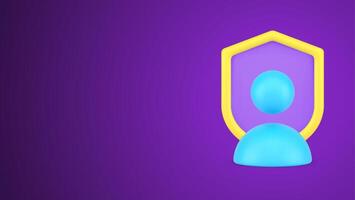 Personal web account data protection secure shield 3d icon illustration. Cyber risk insurance vector