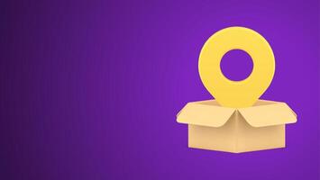 Logistic navigation cardboard box GPS tracking service map pin realistic 3d icon illustration vector
