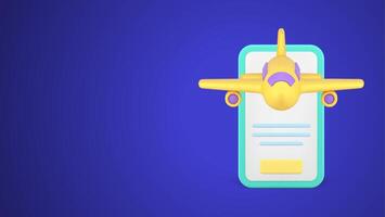 Airplane online check in boarding pass ticket mobile phone application service 3d icon vector