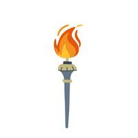 Illustration of an Olympic torch with burning flame in flat style. Perfect for projects on Olympics, sports, and international events. illustration vector