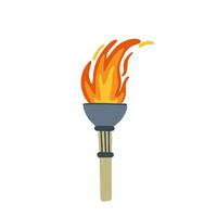 Illustration of an Olympic torch with burning flame in flat style. Perfect for projects on Olympics, sports, and international events. illustration vector