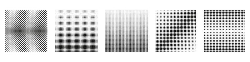 Set Of Four Halftone Patterns With Various Dot Densities. Black And White Halftone Dot Patterns For Backgrounds. Isolated Illustration vector