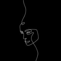 Continuous line envious face. vector