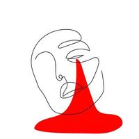 Continuous line abstract face. vector
