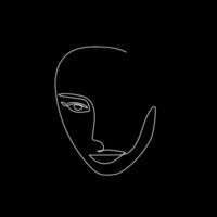 Continuous line abstract face. vector