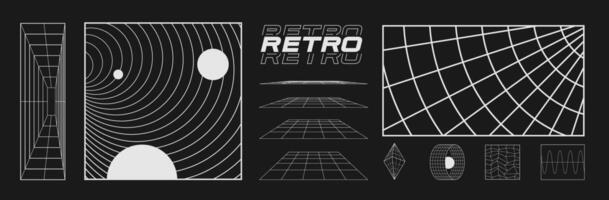 Set of retrofuturistic design elements vector