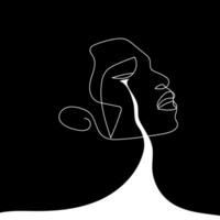 Continuous line abstract face. vector