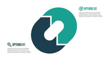 Business infographic template featuring a process chart with 2 options and steps. vector