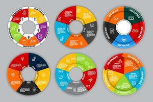 Round pie chart into 5 step. Concept startup development strategy. .Infographic for business information. vector