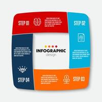 Infographic diagram into chart 4 sections with icons business for presentration. vector