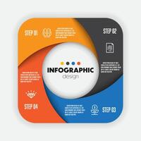Infographic diagram chart 4 step with icons business for presentration. vector