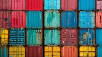 old containers stack pattern with various color photo