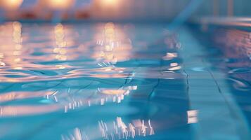 blur water in swimming pool with light reflection photo