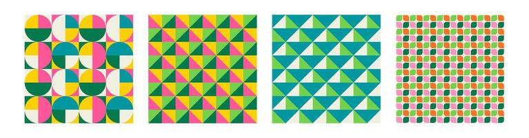 Set of Essential geometric printable seamless pattern with abstract Minimal elegant line form stroke shapes in vibrant colors. Modern simple background in minimalist mid century style wall art vector