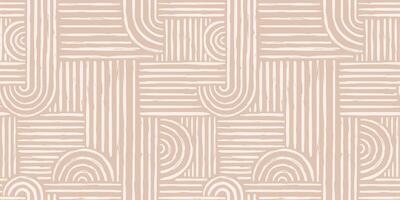Trendy aesthetic abstract seamless pattern with geometric print. Minimalistic Organic brush stroke, ink texture. Simple design for wallpaper, textile, wrapping, packing, fabric, branding, decoration vector