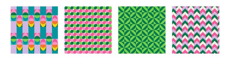 Set of Essential geometric printable seamless pattern with abstract Minimal elegant line form stroke shapes in vibrant colors. Modern simple background in minimalist mid century style wall art vector