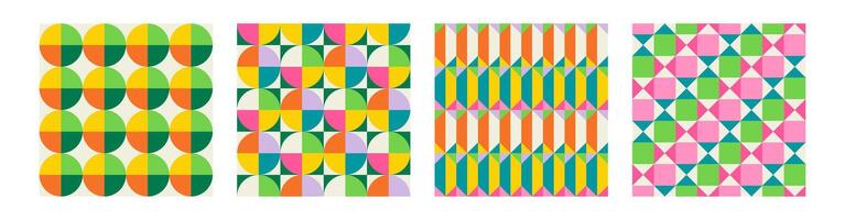 Set of Essential geometric printable seamless pattern with abstract Minimal elegant line form stroke shapes in vibrant colors. Modern simple background in minimalist mid century style wall art vector