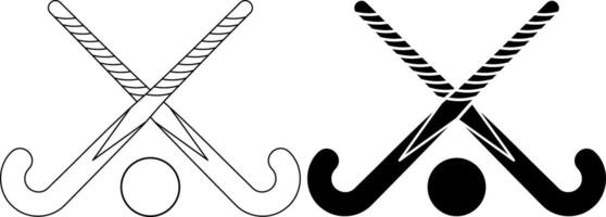 Field hockey crossed sticks icon set isolated on white background vector