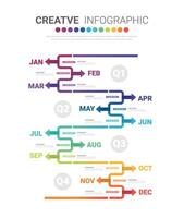 Template presentation 4 quarter, calendar presentation 12 months, Infographic Timeline. vector