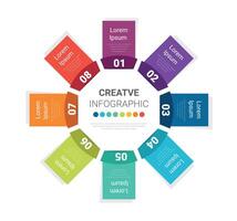 Circle Infographic thin line design and 8 options or steps. Can be used for presentations banner, workflow layout, process diagram, flow chart. vector
