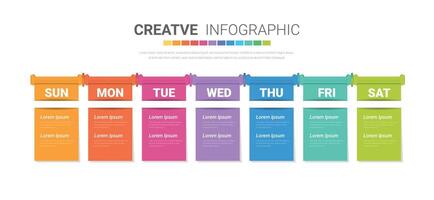 weekly planner, Timeline business for 7 day, Presentation business can be used for Business concept with 7 options, steps or processes. vector