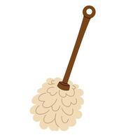 Clean toilet brush. WC cleaner tool. Lavatory accessory, washing appliance with stick handle and scrub bristle for closet hygiene. Flat graphic illustration isolated on white background vector