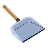 Plastic scoop for sweeping. Dustpan or shovel with handle. Dust pan for housework. Manual domestic tool. Colored flat illustration isolated on white background vector