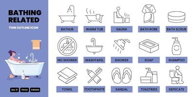 bathing thin outline icon set design good for web and mobile app vector