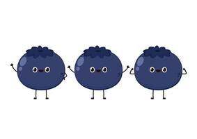 Blueberry character . blueberry on white background. Cute Blueberry . vector