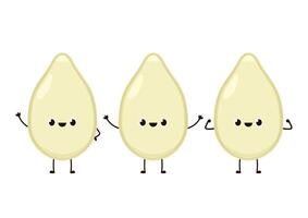 White sesame seed character design. White sesame seed on white background. vector