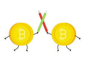 Coin character design. Bitcoin . vector