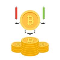 Coin character design. Bitcoin . vector