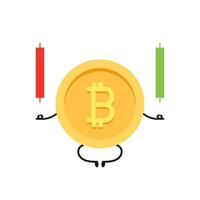 Coin character design. Bitcoin . vector