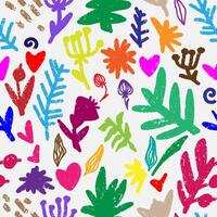 a colorful pattern with leaves and hearts vector