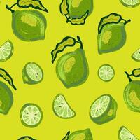 Texture stylized pattern with lemons and limes seamless endless rapport with overlapping pattern vector