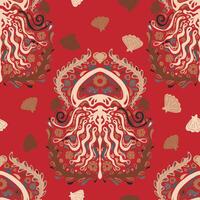 jellyfish folk art ornament stylized ethnic marine elements natural motifs seamless overlapping endless pattern rapport vector