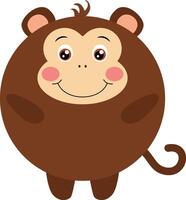 Cute monkey with round body vector
