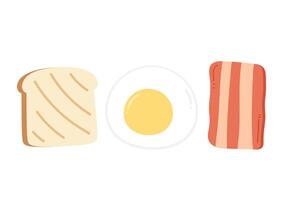 Breakfast cartoon . Bread, Egg and Bacon on white background. vector