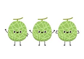 Melon character design. melon on white background. Melon cartoon. vector