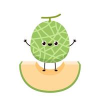 Melon character design. melon on white background. Melon cartoon. vector