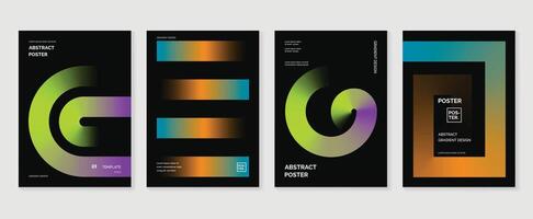 Modern gradient poster background set. Abstract cover template with vibrant perspective 3d geometric prism shapes collection. Ideal design for social media, cover, banner, flyer. vector