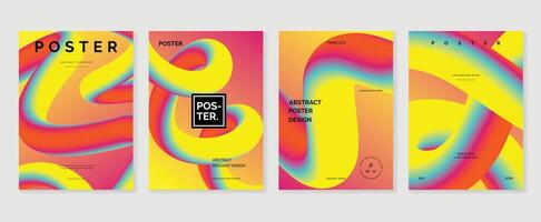 Modern gradient poster background set. Abstract cover template with vibrant perspective 3d geometric prism shapes collection. Ideal design for social media, cover, banner, flyer. vector